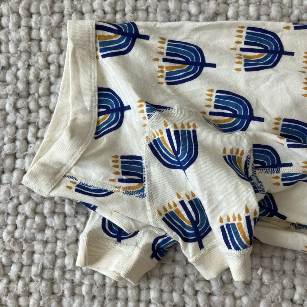 Hanna Andersson Holiday Hanukkah Menorah‎ Pet Dog Shirt PJ Sz Med Organic Cotton